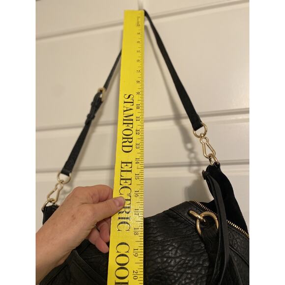 Vince Camuto Purse Bag Black Pebbled Leather Snap & Zip Multi Compartment - Picture 13 of 16